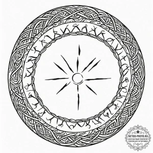 Tattoo sketch, resonant rune circle, an ancie... - эскиз тату (№1752512912_0, 14.07.2025 17:08) — tattoo-photo.ru