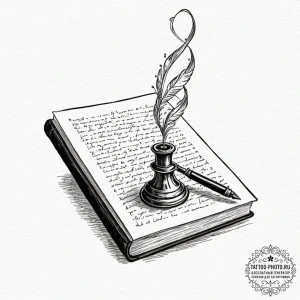 Tattoo sketch, philosopher's quill, data inkw... - эскиз тату (№1752513340_0, 14.07.2025 17:15) — tattoo-photo.ru