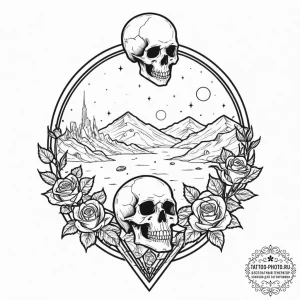Tattoo sketch, isolated ai outpost, a sleek,... - эскиз тату (№1752513854_0, 14.07.2025 17:24) — tattoo-photo.ru