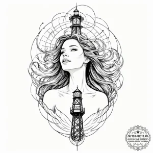 Tattoo sketch, singing siren of the signal to... - эскиз тату (№1752514110_0, 14.07.2025 17:28) — tattoo-photo.ru