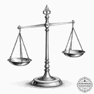 Tattoo sketch, weighted scales of justice (da... - эскиз тату (№1752514734_0, 14.07.2025 17:38) — tattoo-photo.ru