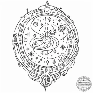 Tattoo sketch, xenoglossia scroll, an ancient... - эскиз тату (№1752515077_0, 14.07.2025 17:44) — tattoo-photo.ru