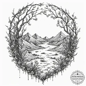 Tattoo sketch, cracked earth, blooming data:... - эскиз тату (№1752515505_0, 14.07.2025 17:51) — tattoo-photo.ru