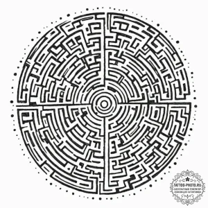 Tattoo sketch, zero-point labyrinth, a comple... - эскиз тату (№1752516016_0, 14.07.2025 18:00) — tattoo-photo.ru
