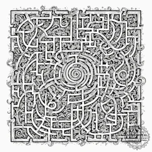 Tattoo sketch, mnemonic maze, a complex, swir... - эскиз тату (№1752516872_0, 14.07.2025 18:14) — tattoo-photo.ru