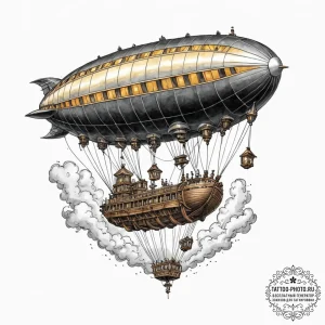 Tattoo sketch, zeppelin of zestful dreams, a... - эскиз тату (№1752517385_0, 14.07.2025 18:23) — tattoo-photo.ru