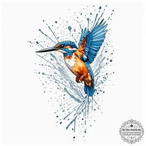 Tattoo sketch, kingfisher, data dive, a vibra... - эскиз тату (№1752518160_0, 14.07.2025 18:36) — tattoo-photo.ru