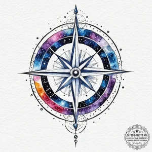 Tattoo sketch, galactic compass rose, a tradi... - эскиз тату (№1752519703_0, 14.07.2025 19:01) — tattoo-photo.ru
