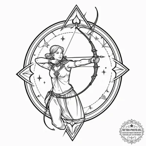 Tattoo sketch, zenith archer, cosmic arrow, a... - эскиз тату (№1752519789_0, 14.07.2025 19:03) — tattoo-photo.ru