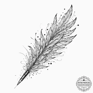 Tattoo sketch, quill-tip glitch art, a detail... - эскиз тату (№1752519960_0, 14.07.2025 19:06) — tattoo-photo.ru