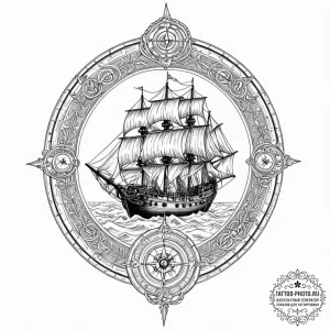Tattoo sketch, maritime marauder, digital com... - эскиз тату (№1752520217_0, 14.07.2025 19:10) — tattoo-photo.ru