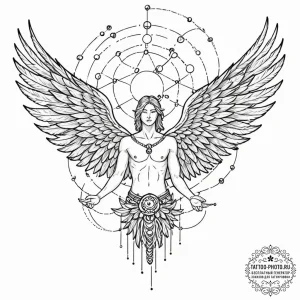 Tattoo sketch, icarus of information, a styli... - эскиз тату (№1752520731_0, 14.07.2025 19:18) — tattoo-photo.ru