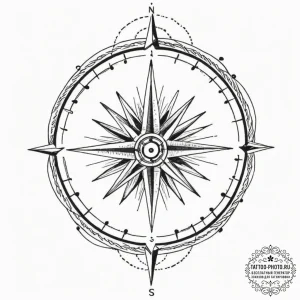 Tattoo sketch, free will's compass, a compass... - эскиз тату (№1752520817_0, 14.07.2025 19:20) — tattoo-photo.ru