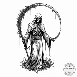 Tattoo sketch, reaper of data souls, a styliz... - эскиз тату (№1752520990_0, 14.07.2025 19:23) — tattoo-photo.ru