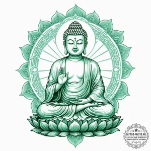 Tattoo sketch, jade buddha, digital aura, a s... - эскиз тату (№1752521076_0, 14.07.2025 19:24) — tattoo-photo.ru