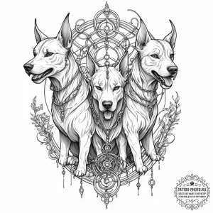 Tattoo sketch, cerberus of connectivity: a th... - эскиз тату (№1752521160_0, 14.07.2025 19:26) — tattoo-photo.ru
