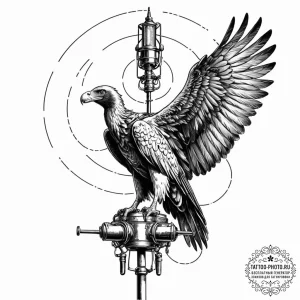 Tattoo sketch, vulture of vigilance, data vis... - эскиз тату (№1752521859_0, 14.07.2025 19:37) — tattoo-photo.ru