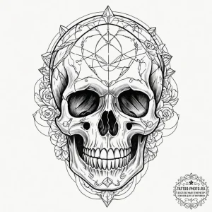 Tattoo sketch, crystal skull decoder: a polis... - эскиз тату (№1752522031_0, 14.07.2025 19:40) — tattoo-photo.ru