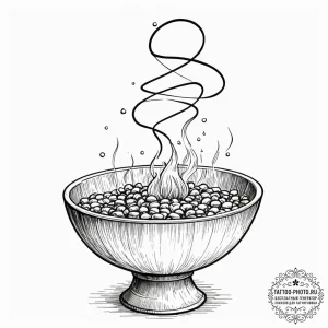 Tattoo sketch, offering bowl, data incense, a... - эскиз тату (№1752522547_0, 14.07.2025 19:49) — tattoo-photo.ru