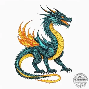 Tattoo sketch, digital dragon, a majestic eas... - эскиз тату (№1752522633_0, 14.07.2025 19:50) — tattoo-photo.ru