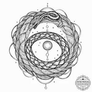 Tattoo sketch, serpent of quantum wisdom, a s... - эскиз тату (№1752522717_0, 14.07.2025 19:51) — tattoo-photo.ru