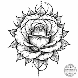 Tattoo sketch, radiant rose, thorny code, a b... - эскиз тату (№1752522804_0, 14.07.2025 19:53) — tattoo-photo.ru