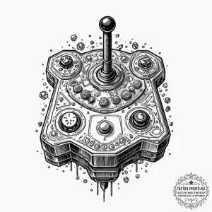 Tattoo sketch, jewel-encrusted joystick, a vi... - эскиз тату (№1752523427_0, 14.07.2025 20:03) — tattoo-photo.ru