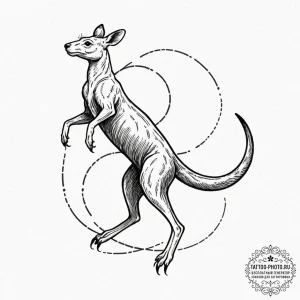 Tattoo sketch, kangaroo of quantum leaps, a p... - эскиз тату (№1752523770_0, 14.07.2025 20:09) — tattoo-photo.ru