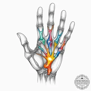Tattoo sketch, x-ray hand, healing aura, a st... - эскиз тату (№1752523855_0, 14.07.2025 20:10) — tattoo-photo.ru