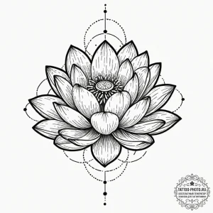Tattoo sketch a lotus flower, its petals made... - эскиз тату (№1752524632_0, 14.07.2025 20:23) — tattoo-photo.ru