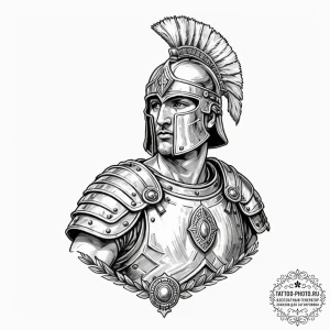 Roman legionary, tattoo line art, on a clean... - эскиз тату (№1752524718_0, 14.07.2025 20:25) — tattoo-photo.ru