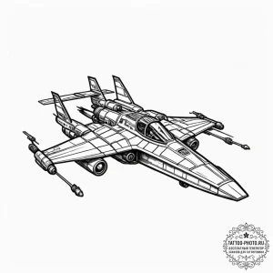 A linework tattoo of a podracer, showing spee... - эскиз тату (№1752525314_0, 14.07.2025 20:35) — tattoo-photo.ru
