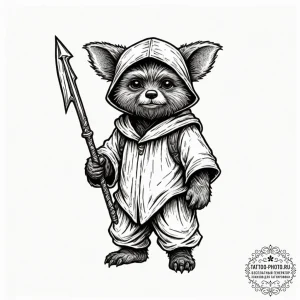 Neo-traditional tattoo of wicket the ewok hol... - эскиз тату (№1752526085_0, 14.07.2025 20:48) — tattoo-photo.ru