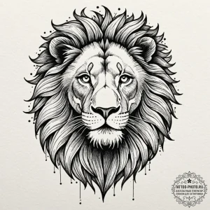Tattoo sketch a majestic leo lion's face, bro... - эскиз тату (№1752526253_0, 14.07.2025 20:50) — tattoo-photo.ru