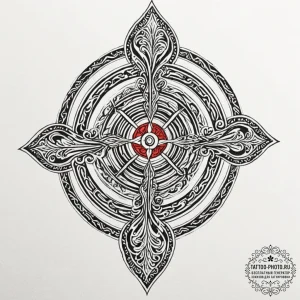 Tattoo design a single, stylized leaf with a... - эскиз тату (№1752526338_0, 14.07.2025 20:52) — tattoo-photo.ru