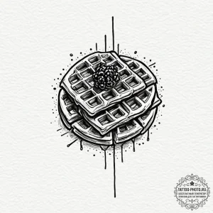 Tattoo sketch a 'waffle' on one, 'syrup' on t... - эскиз тату (№1752527103_0, 14.07.2025 21:05) — tattoo-photo.ru