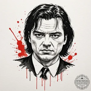 A sketch of the gimp from pulp fiction, unset... - эскиз тату (№1752527361_0, 14.07.2025 21:09) — tattoo-photo.ru