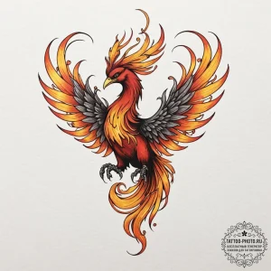 Tattoo sketch a phoenix mid-transformation, i... - эскиз тату (№1752528305_0, 14.07.2025 21:25) — tattoo-photo.ru