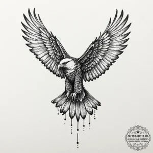 Hawk, artistic tattoo sketch, vibrant colors,... - эскиз тату (№1752528986_0, 14.07.2025 21:36) — tattoo-photo.ru