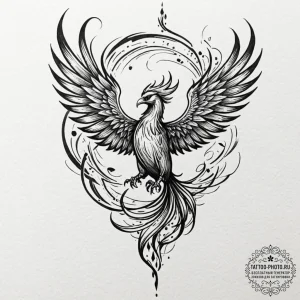 Tattoo design a phoenix whose flight path for... - эскиз тату (№1752530263_0, 14.07.2025 21:57) — tattoo-photo.ru