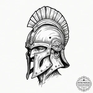 Tattoo sketch a roman centurion's helmet, sym... - эскиз тату (№1752530776_0, 14.07.2025 22:06) — tattoo-photo.ru