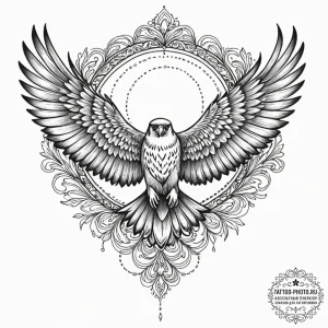 Falcon, tattoo flash sheet design, ornamental... - эскиз тату (№1752531030_0, 14.07.2025 22:10) — tattoo-photo.ru