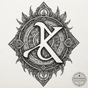 118. tattoo sketch: "oud" rune as a central e... - эскиз тату (№1752531200_0, 14.07.2025 22:13) — tattoo-photo.ru