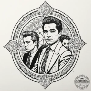 A chicano style tattoo of the main characters... - эскиз тату (№1752531710_0, 14.07.2025 22:21) — tattoo-photo.ru