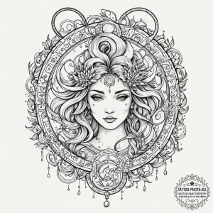 Tattoo sketch a zodiac glyph melting or disto... - эскиз тату (№1752532561_0, 14.07.2025 22:36) — tattoo-photo.ru