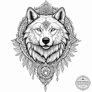 Tattoo design: a wolf and a bear, sacred anim... - эскиз тату (№1752534440_0, 14.07.2025 23:07) — tattoo-photo.ru