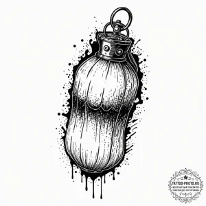 Tattoo sketch a powerful punchbag with a dent... - эскиз тату (№1752534696_0, 14.07.2025 23:11) — tattoo-photo.ru