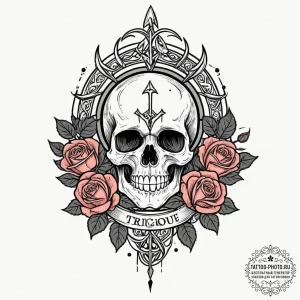 Trident, tattoo drawing outline, muted color... - эскиз тату (№1752536574_0, 14.07.2025 23:42) — tattoo-photo.ru
