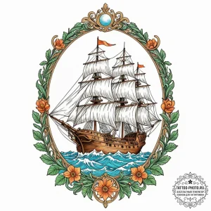 Ship in a bottle, ink illustration for tattoo... - эскиз тату (№1752536659_0, 14.07.2025 23:44) — tattoo-photo.ru