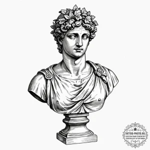 Vaporwave bust of a roman statue, ink illustr... - эскиз тату (№1752538321_0, 15.07.2025 00:12) — tattoo-photo.ru
